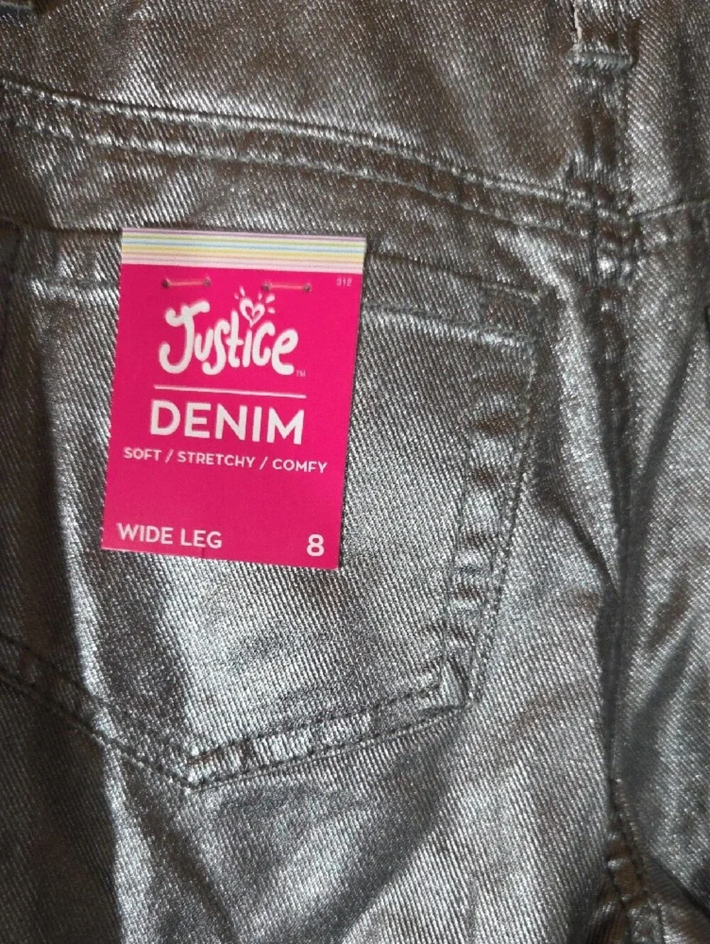 Metallic Silver Justice Denim Girls Sz 8